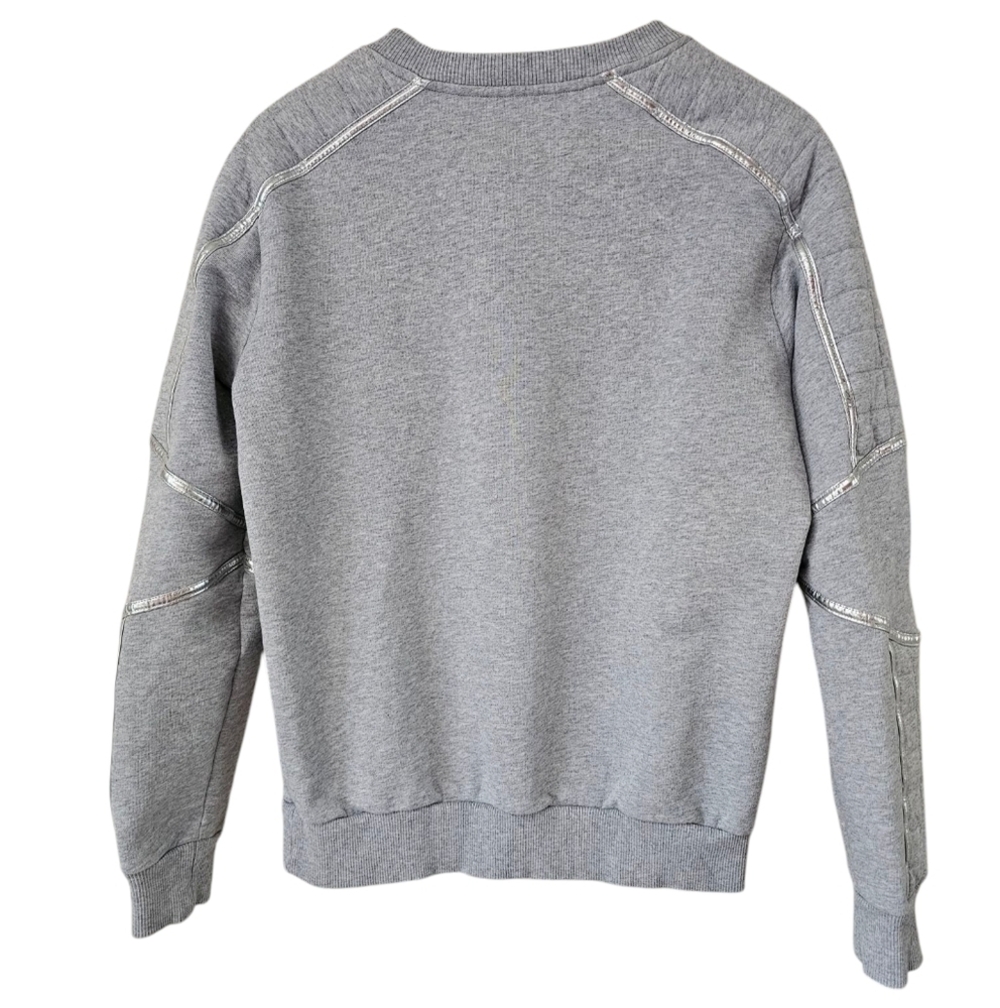 Balmain Paris Gray Embrossed Silver Crew Neck Sweatshirt S/M unisex - Picture 4 of 10